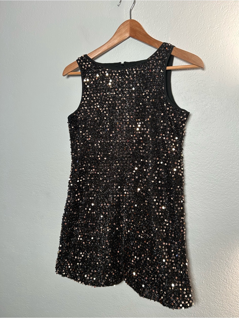 Milly Minis Black Sequined Sleeveless Mini Dress